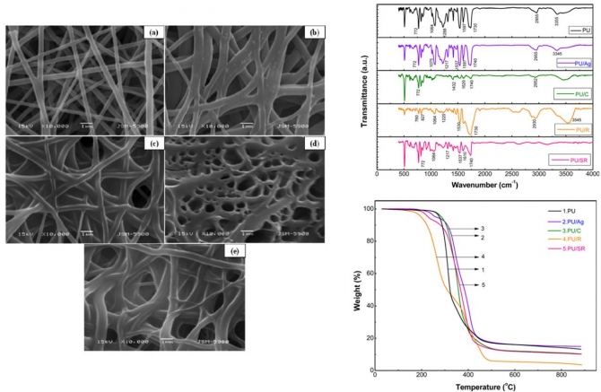 Antimicrobial activity of electrospun polyurethane nanofibers containing composite materials